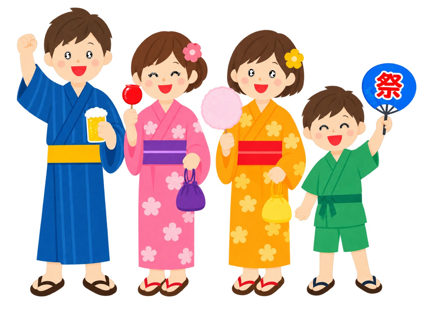 輪になって踊る家族のイメージ